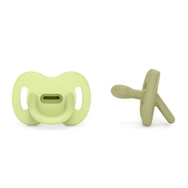 Suavinex, Confezione da 2 ciucci in silicone, Neonati 0/6 mesi, Tettina Simmetrica Sx Pro, Morbid,flessibile, Ideale per dormire, Rispetta lo sviluppo orale, Colour Essence, Verde