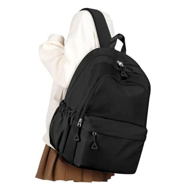 Zaino Scuola Superiore Ragazza Università da Viaggio Impermeabile Uomo Zaini per Scuola Superiore Media Ragazzo Leggero Resistente All'usura College Casual Backpack Nero