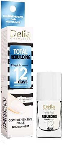Delia Cosmetics – Trattamento per unghie – Ricostruzione totale – Ricostruente e rinforzante per unghie danneggiate e fragili – Calcio e vitamine – Unghie bianche e nutrite – 11 ml
