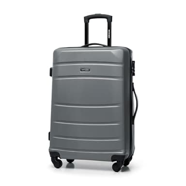 WITTCHEN Valigia Media Trolley Valigia Rigida in ABS Valigia Bagaglio Valigie con 4 Ruote Serratura a combinazione Maniglia telescopica Globe Line Grigio Ryanair/ITA Airways/easyJet