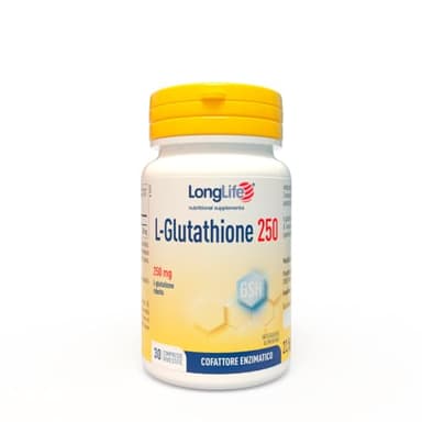 LongLife® L-Glutathione 250mg | L glutatione ridotto alto dosaggio | Gastroresistente | Antiossidante e difese immunitarie | 1 mese di trattamento | Vegano e senza glutine