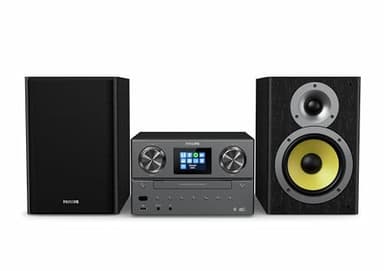 PHILIPS TAM8905 Micro Music System 100W: Bluetooth, Spotify Connect, radio Internet, DAB+, lettore CD, USB, altoparlanti Bass Reflex, controllo del suono digitale, design classico con display a colori
