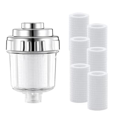 Filtro Acqua Doccia, Filtro Depuratore per Doccia, Filtro Doccia con 6 Elementi Filtranti Sostituibili, Filtro Anticalcare per Connettori, può Filtrare Efficacemente le Impurità Nell'acqua