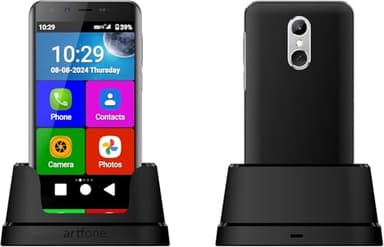 artfone SMART_500 4G Smartphone Anziani Icone Grandi丨Display HD 5 pollici丨Pulsante SOS丨Android 12丨Fotocamera posteriore 13MP丨Batteria 2800mAh丨WI-FI丨GPS丨Cellulare per anziani con Whatsapp - Nero