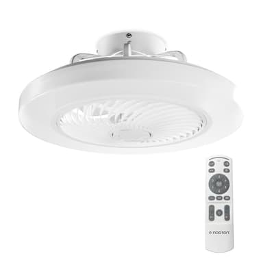Noaton Ventilatore da soffitto 12050W Triton Bianco, con Illuminazione LED max 41 W Dimmerabile 3 temperature di colore, telecomando, timer, portata d'aria fino a 60 m3/min, lampadario, diametro 50cm