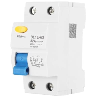 Jadeshay Interruttore Magnetotermico Differenziale,32A 230V 1P+N Interruttore Automatico Modulo DIN con Protezione di Cortocircuito e Protezione da Sovraccarico