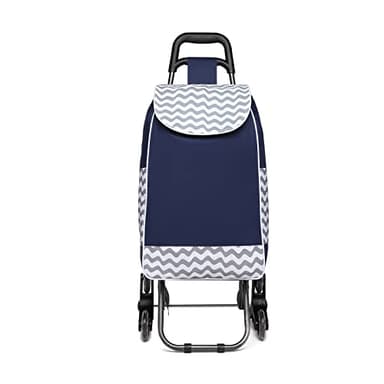 Kono - Carrello per la spesa pieghevole, leggero e impermeabile, 2 in 1, con borsa termica isolante staccabile, carrello per salire le scale per la spesa (Blu-Migliorato)