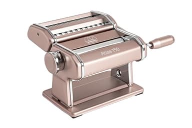 Marcato Macchina per Pasta Atlas. Sfogliatrice Manuale. Acciaio Cromato e Alluminio Anodizzato. Rivestimento Powder Rosa. 20x20x15 cm. Facile da Usare