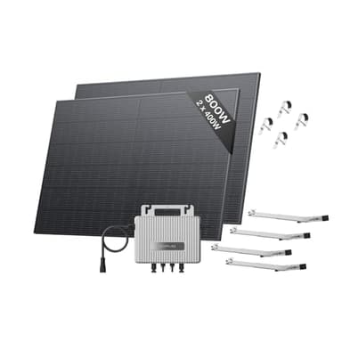 EcoFlow STREAM Fotovoltaico da balcone, 600W microinverter grid tie, 2x400W pannelli solari FV+2*Supporto-Balcone con ringhiera, controllo Wi-Fi/app per balconi con ringhiera