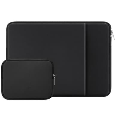 RAINYEAR 15,6 Pollici Custodia Protettiva per Laptop Custodia Protettiva con Cerniera con Tasca Frontale e Accessori Pouch, Compatibile con 15,6 Pollici Notebook Ultrabook Chromebook, Nero