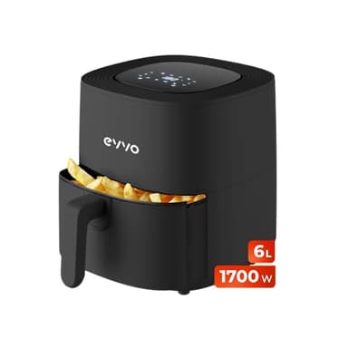 EVVO Friggitrice ad aria senza olio da 6 l, 1700 W, ciotola antiaderente, tecnologia Dual Cyclone, multifunzione, cottura, disidrata, scongelamento, fino a 200 gradi, spegnimento automatico (colore: