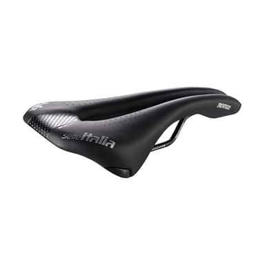 Selle Italia NOVUS Endurance TM Superflow - Sella Bici da Corsa e Strada, Imbottitura Extra, Foro Superflow, Rail Manganese - Nero, S3
