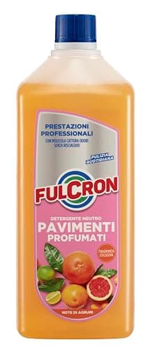 FULCRON Detergente Neutro Pavimenti Profumati, Detersivo Pavimenti, Asciugatura Rapida, Pulisce ed Igienizza, Senza Risciacquo, Elimina Cattivi Odori, Profumo Agrumi, 1 LT