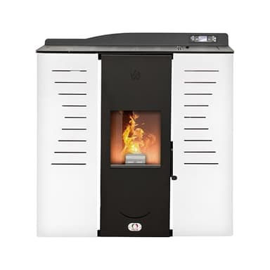 STUFE A PELLET ITALIA Italia 25 KW WiFi - Stufa a Pellet Idro per Riscaldamento e Acqua Calda Efficienza 90% Scalda 180m² Design Slim Autonomia 16H Programmabile 5 Potenze Garanzia 24 Mesi Bianco