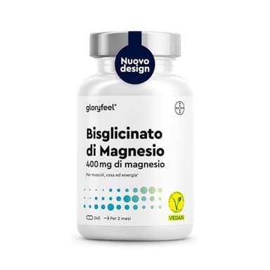 Magnesio Bisglicinato, Eletto PRODOTTO DELL'ANNO 2025, 400mg Magnesio Elementare per Dose Giornaliera, Alto Dosaggio, Scorta 2 Mesi, facilmente Digeribile e ad Alta Biodisponibilità, 100% Vegan
