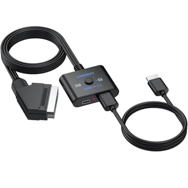 CAMWAY Convertitore Scart a HDMI,Supporta Commutazione 16: 9/4: 3,Adattatore da SCART a HDMI 1080P,Supporta PAL/NTSC per Lettore DVD/VHS/VCR,con Cavo da 150 cm