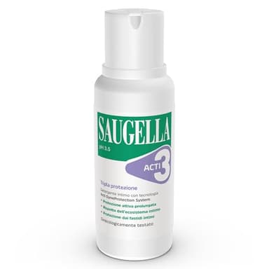 Saugella Acti3, Detergente Intimo, pH 3.5, con Timo e Zinco, Protezione Rafforzata contro Bruciore, Prurito e Odore, Adatto in Gravidanza e Durante il Ciclo Mestruale, 500 ml