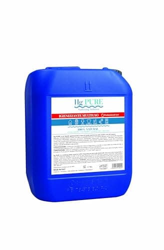 Hg Pure Disinfettante Igienizzante Liquido e Ricarica per Spray Multiuso per Mani, Ambiente e Animali 5 litri Antibatterico Sanificante liquido no Alcool Elimina Virus Naturale - Made in Italy