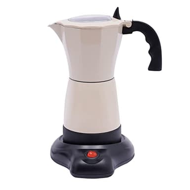 Qussse Caffettiera da 6 tazze con base da 300 ml, in alluminio, per caffè elettrico, 480 W, per 1-6 persone