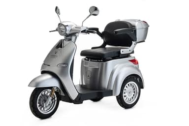 VELECO CRISTAL - Scooter Disabili a 3 ruote - Completamente assemblato e pronto all'uso - Design bello e accattivante - Sistema di sospensione avanzato - Ruote grandi(ARGENTO)