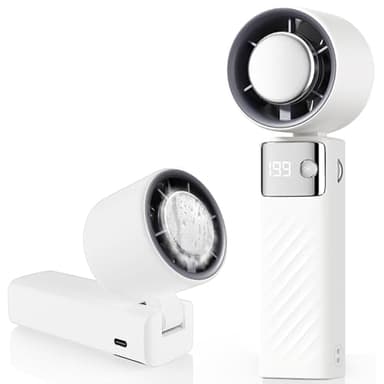 CATGIFF Mini Ventilatore Portatile, Ventilatore a Batteria Ricaricabile 5000mAh, Ventilatore Piccolo potente silenzioso Turbo con 199 Velocità per Ufficio, Viaggi, Esterni, Interni e Aperto (Bianco)