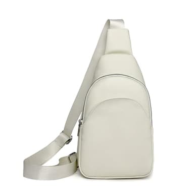 NAOYQ Zaino Monospalla in Pelle, Borsa Tracolla, Marsupio Donna, Sling Bag, Borsa a Spalla Piccola per Uomo o Donna, Zainetto Piccolo Bianca