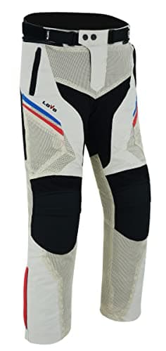 Pantaloni forati d'estate per moto (Unisex), Grigio/Rosso/Blu, XXL