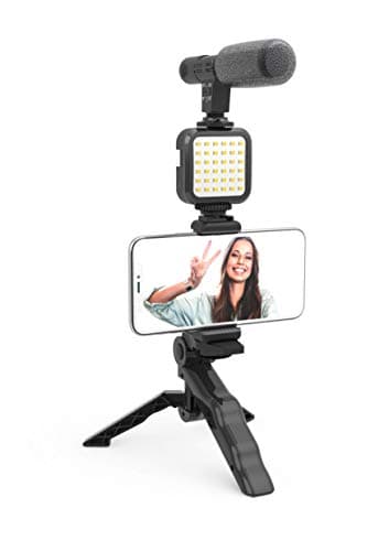 DigiPower Like ME Vlog Kit DPS-VLG2K - Compatibile con smartphone e fotocamere tra cui microfono, 36 luci LED e treppiede
