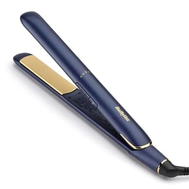 BaByliss Piastra Capelli Midnight Luxe, Piastre flottanti in Titanium-Ceramic,Pronta all'uso in 30 secondi, 3 Impostazioni di temperatura fino a 235°C, blu, 2516PE