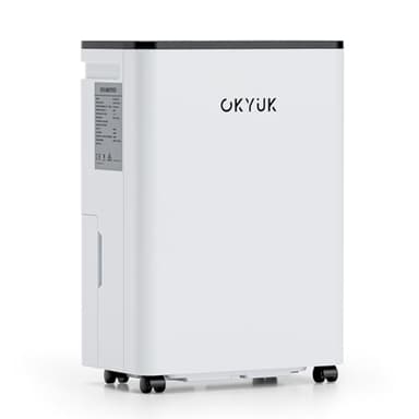 OKYUK Deumidificatore Casa Muffa 12 L, deumidificatore bagno, deumidificatore casa 2.5L, 40 m², con spegnimento automatico Timing 24H, ideale per camper, bagno, camera da letto, cantina (12L Bianco)