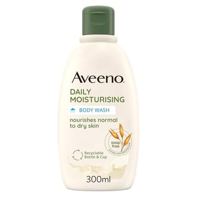 Aveeno Daily Moisturising Bagno Doccia, Bagnoschiuma idratante senza sapone, Docciaschiuma leggermente profumato, Bagnodoccia quotidiano per pelli sensibili con Avena Colloidale, 300 ml