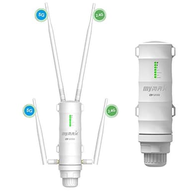 AC1200 Dual Band 2.4+5GHz 1200Mbit/s Ripetitore WiFi Esterno Potente/Extender Mesh WiFi Outdoor/Access Point (AP)/Antenna WiFi/Amplificatore Segnale WiFi(1xGigabit LAN, 4x7dBi, PoE Passivo, WN572HP3)