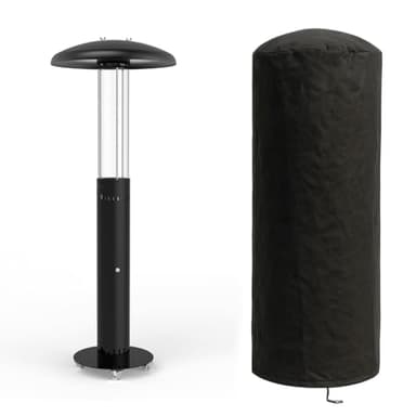 TEMPO STYLE - Stufa a Pellet da Esterno Lumea | Riscaldamento a 360° fino a 6 ore Potenza Regolabile 4,6-7 kW | Design moderno con ruote | Include Guanti, Spazzola e Powerbank