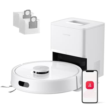roborock Q7 L5+ Set Robot Aspirapolvere con Stazione Svuotamento Automatico, 8.000 Pa, Quantità d'acqua Regolabile per il Lavaggio, Doppio Anti-groviglio, Auto Boost sui Tappeti, Bianco