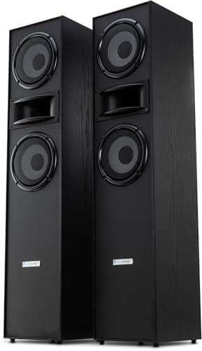 McGrey HTS-65320 BK Coppia diffusori da pavimento HiFi a 3 vie - 160W RMS - 2 x 6,5" medio-bassi - 1" tweeter a tromba - costruzione bass reflex - finitura effetto legno - nero
