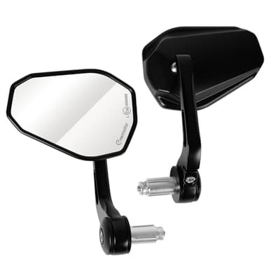 evermotor Universale Specchietto, E24 Specchietto Retrovisore per Moto, Specchietti End Bar, per scooter quad ATV scooter ciclomotore, 2 pezzi
