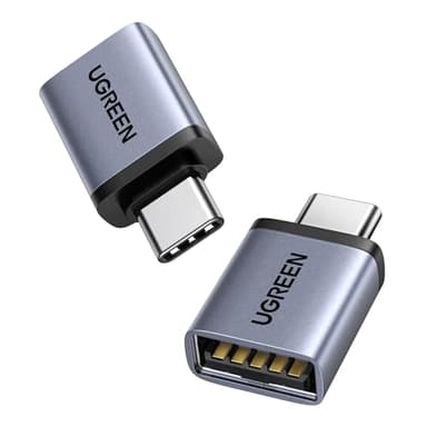 UGREEN Adattatore USB a Tipo C 3.0 2 Pezzi OTG Maschio a Femmina Compatibile con iPhone 16 Plus Pro Max MacBook Air iPad Redmi Galaxy S24 S23 Note 20 (Gray)