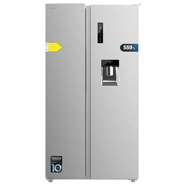 Cecotec Frigorifero Americano Side by Side Bolero Coolmarket Sbs 559 Inox D. 177 cm di altezza e 90 cm di larghezza, Classe D, Multi Air Flow System, Total No Frost, Motore Inverter Plus