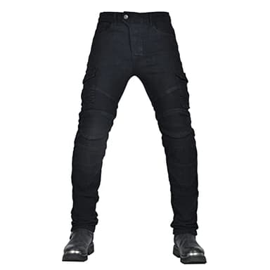 CFlong Pantaloni da Motociclista da Uomo Donna, Pantaloni da Motociclista corazzati con Armatura CE Rimovibile (Nero,XXL)