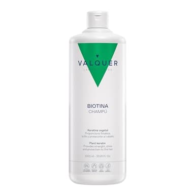 VALQUER Shampoo Rivitalizzante con Biotina e Cheratina | Anticaduta e Fortificante | Migliora la Crescita dei Capelli e Aumenta il Volume con Vitamina B7 | Vegano | 1 L