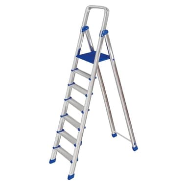 Leonardo Fai Da Te - scala pieghevole in alluminio 6+1 portata 150 kg EN 131 - scala antiscivolo in alluminio max - ideale per uso domestico e lavorativo