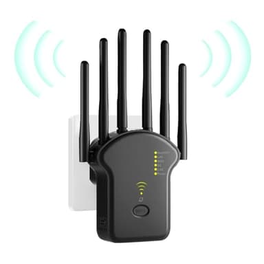 Anluomania Ripetitore WiFi Potente per Casa, Amplificatore WiFi Dual-Band 5GHz/2.4GHz, Wifi Extender Wireless 1200 Mbps con WPS,LAN/WAN,6Antenne,Supporta Modalità ripetitore/Router/AP