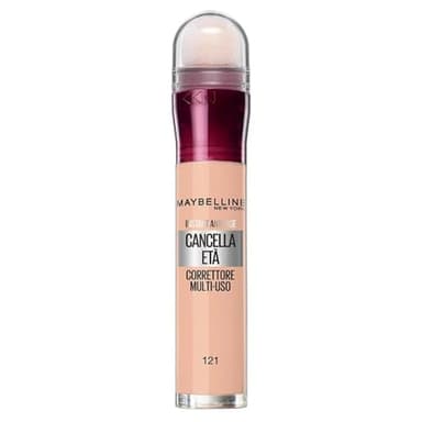 Maybelline New York Correttore Multi-Uso, Idratante e con Coprenza Modulabile, Imperfezioni e Occhiaie Coperte, Con Bacche di Goji e Haloxyl, Cancella Età, Tonalità: 121 Light Honey, 6,8 ml