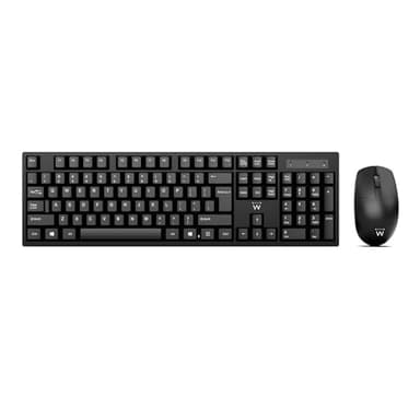 Ewent Kit Set Tastiera e Mouse Wireless, Layout QWERTY Italiano per PC/Notebook/Laptop, Windows, unico ricevitore USB, nero
