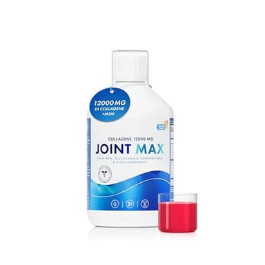 Joint MAX 500ml I Collagene Idrolizzato Puro (Tipo I, II e III) I Glucosamina, MSM, Condroitina, Curcuma, Acido ialuronico, Vit C I Aroma 100% Naturale I Senza Zucchero - Fornitura per 20 Giorni