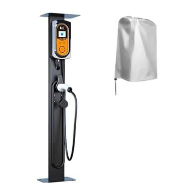 Supporto Universale per Wallbox, Base Universale in Alluminio- Colonna di Supporto Resistente alle Intemperie, Palo di Montaggio con Copertura Antipioggia, Compatibile con Tesla, Protegge il Caricabat