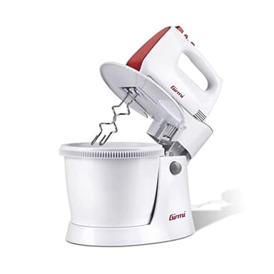 Girmi SB82 Sbattitore Elettrico Con Ciotola, 400 W, 5 velocità, Funzione Turbo, 3 Litri, Accessori INOX, Doppio funzionamento, Ciotola con rotazione automatica, Coperchio con finestra, Bianco