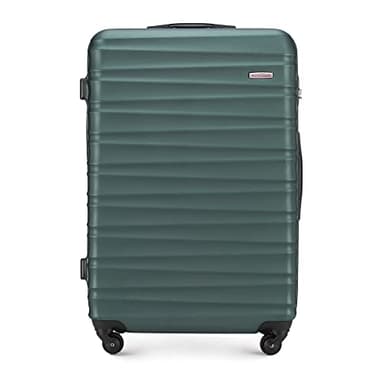 WITTCHEN Valigia da viaggio grande trolley check-in guscio rigido ABS 4 ruote piroettanti chiusura a combinazione maniglia telescopica Groove Line verde Ryanair/ITA Airways/easyJet/Wizz Air