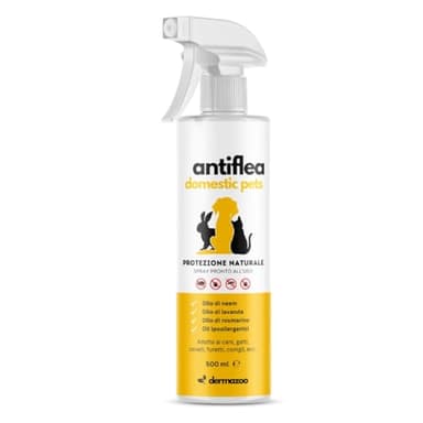 Dermazoo Repellente per Gatti e Cani, Antiflea 500ml Olio Spray Antiparassitario per Gatti, Antipulci Gatto e Cane a Base di Olio di Neem, Antiparassitario Cani Pronto all'Uso Made in Italy