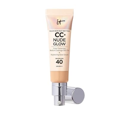 iT COSMETICS, CC+ Cream e Fondotinta, Coprenza Media, Finish Naturale e Luminoso, SPF 40, Formula con Peptidi di Collagene, CC+ Cream Nude Glow, Your Skin But Better, Tonalità: Medium, 32 ml